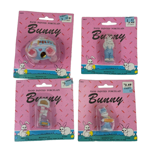 Vintage 1992 Beachwood Ltd Bunny Rabbit Easter porcelain lot of 4 figures - Picture 1 of 10